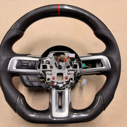 2018-2023 Ford Mustang Carbon Fiber Steering Wheel “Manual” Black Leather